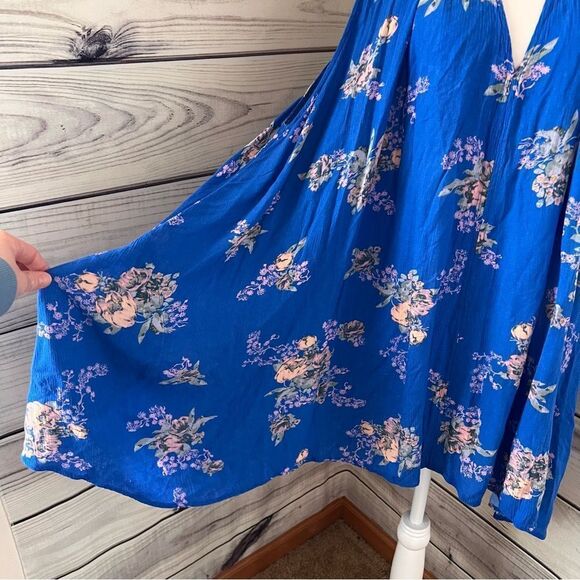 Free People Snap Out Of It Blue Floral Cutout Flowy Mini Dress - Picture 5 of 13